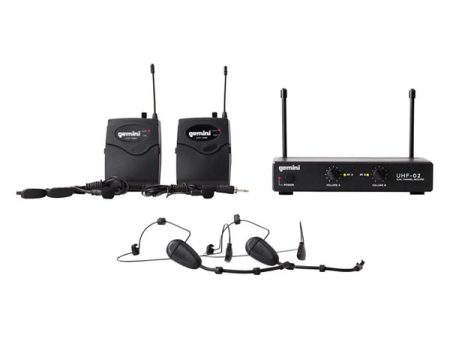 Gemini UHF-02HL 2-Channel Wireless Headset Lavalier Combo System S12 Online