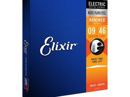 Elixir Electric Guitar Strings with NANOWEB Coating, Custom Light (.009-.046) Hot on Sale