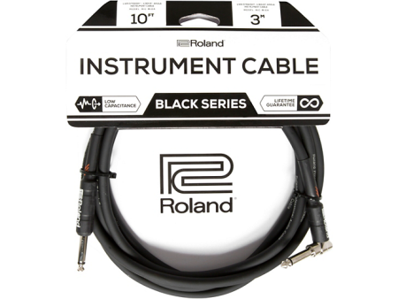 Roland Black Series 1 4  Angled Straight Instrument Cable 10 ft. Black on Sale