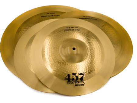 Wuhan 457 Rock Cymbal Set - 14  Hi-Hat, 16  Crash and 20  Ride Supply