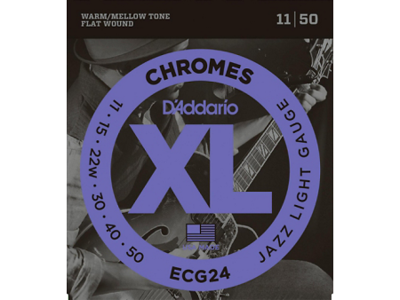 D Addario XL Chromes Jazz Light Electric Guitar Strings ECG24 Flatwound For Discount