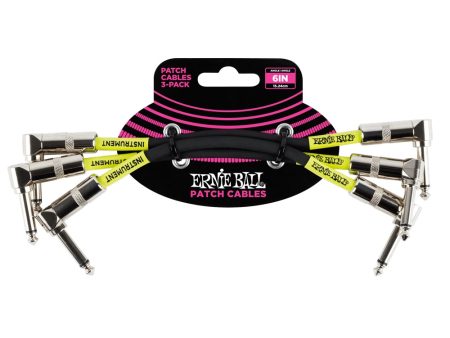 Ernie Ball Ernie Ball 6  Instrument Patch Cable 3 Pack 6 in. Black Hot on Sale