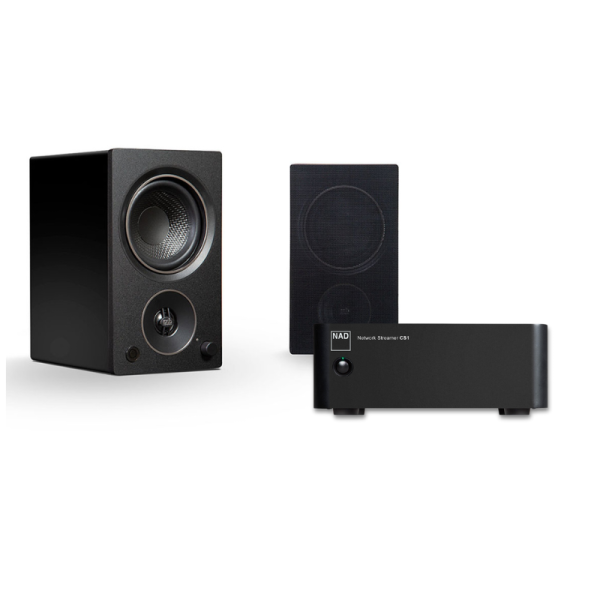 PSB Alpha AM3N - Compact Powered Speakers & NAD CS-1 End Point Streamer System Supply